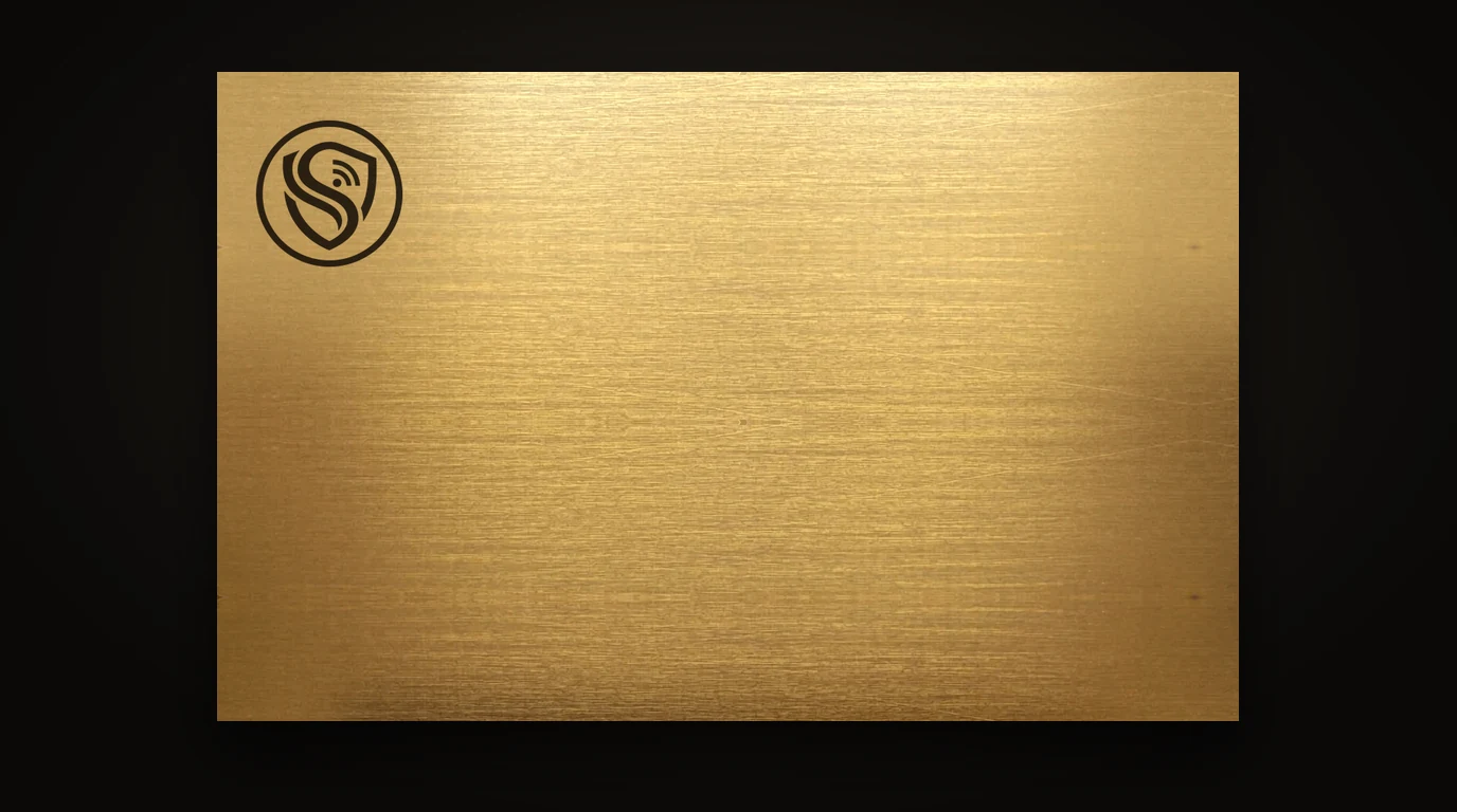 Gold NFC business card, laser-engraved