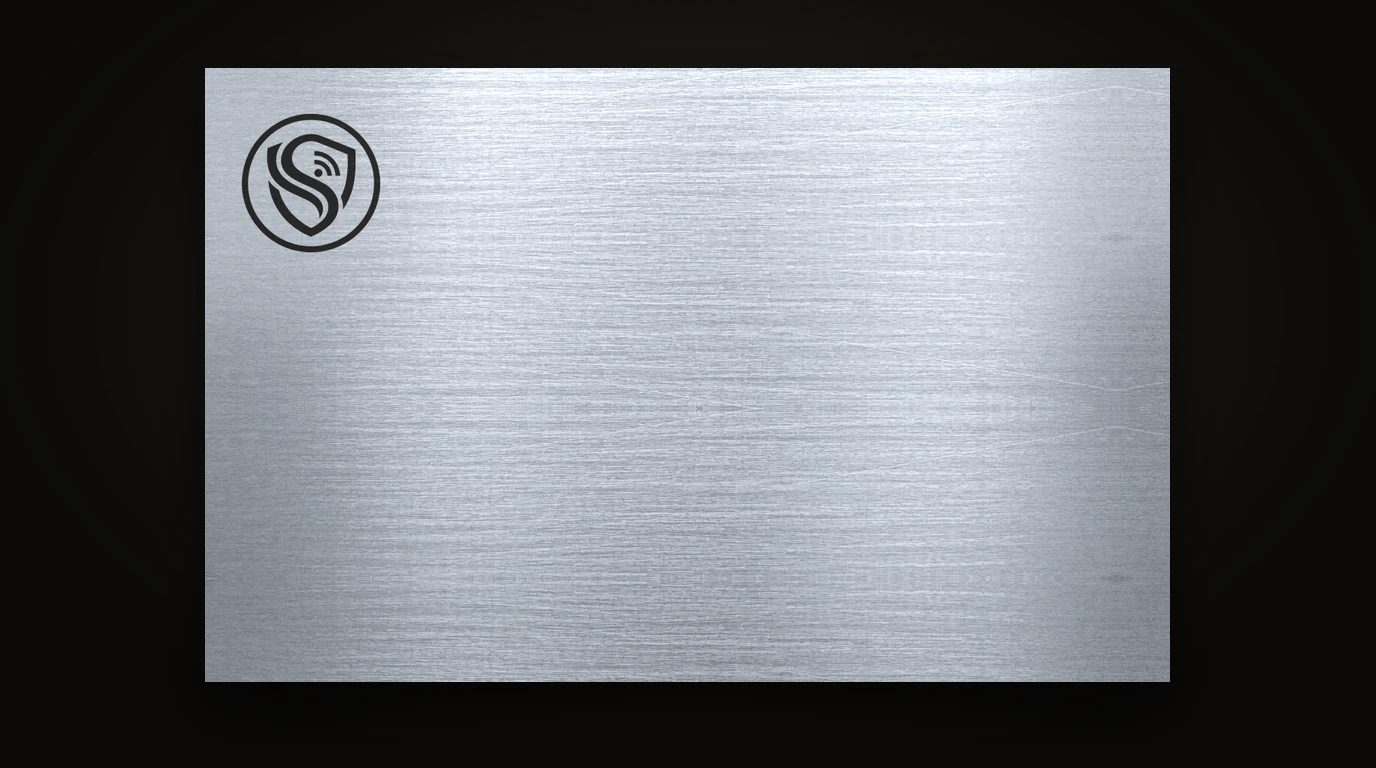 Silver NFC business card, laser-engraved